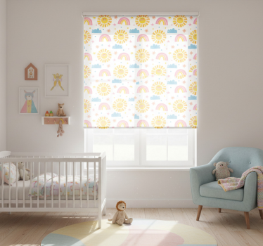 Rollo fenster kinderzimmer regenbogen sonne wolken - TenStickers