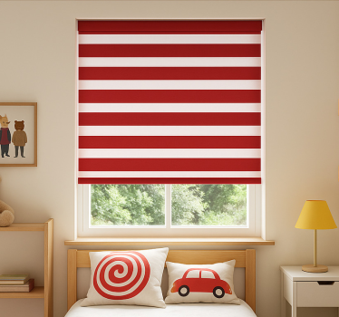 Rollo Fenster Kinderzimmer rote horizontale streifen - TenStickers