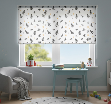 Rollo fenster kinderzimmer schwarze raketen - TenStickers