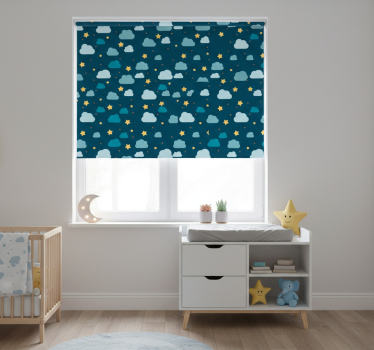 Rollo fenster kinderzimmer sternennacht mit wolken - TenStickers