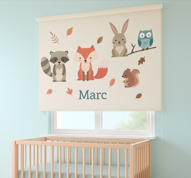Rollo Fenster Kinderzimmer waldtiere mit namen - TenStickers