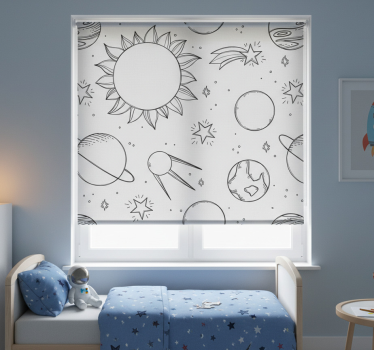 Rollo fenster kinderzimmer weltraum kritzelei - TenStickers