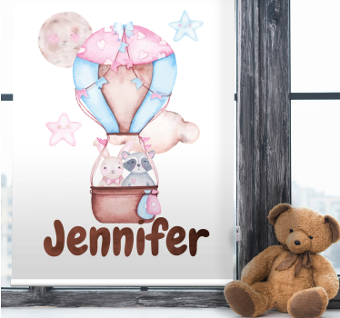 Rollo Fenster Kinderzimmer heißluftballon mit namen - TenStickers