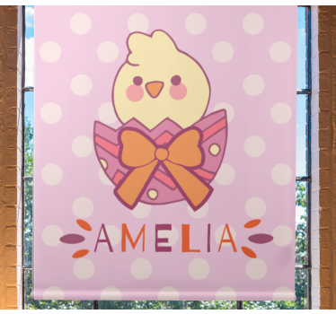 Rollo fenster mit namen küken mit schleife und namen - TenStickers