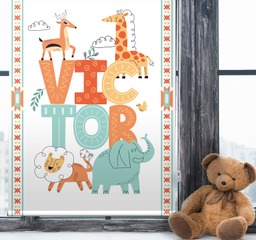 Rollo Fenster Kinderzimmer wilde tiere mit namen - TenStickers