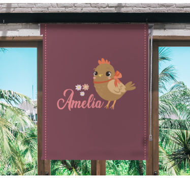 Rollo Fenster Tiermuster küken mit blumen und namen - TenStickers