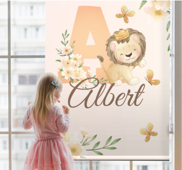 Rollo Fenster Kinderzimmer löwenbaby mit namen und initialen - TenStickers