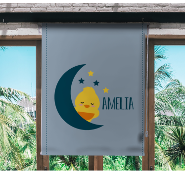 Rollo Fenster Kinderzimmer mondküken mit namen - TenStickers