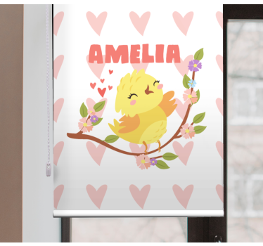 Rollo Fenster mit Namen süßes vogeldesign - TenStickers