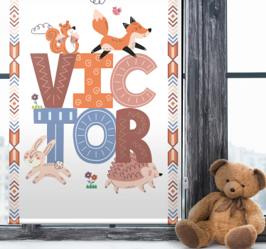 Rollo fenster kinderzimmer mit tiernamen aus dem wald - TenStickers