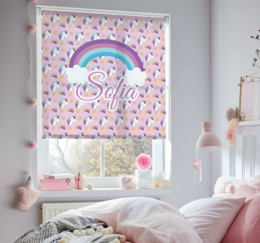 Rollo Fenster mit Namen Einhorn-Muster - TenStickers