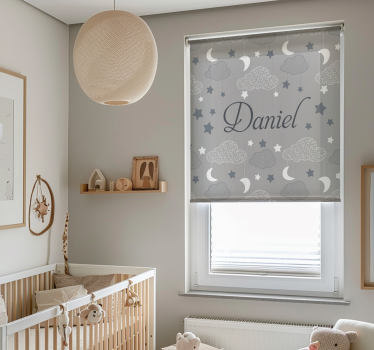 Rollo Fenster mit Namen graue Sternenwolken - TenStickers