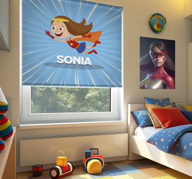 Rollo Fenster Kinderzimmer Superheldin mit Namen - TenStickers