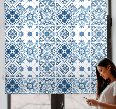 Rollo Fenster Badezimmer komplizierte blaue muster - TenStickers