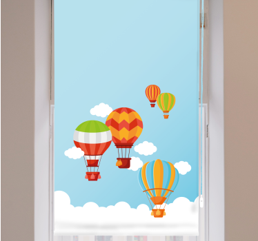 Rollo Fenster Kinderzimmer bunte heißluftballons - TenStickers