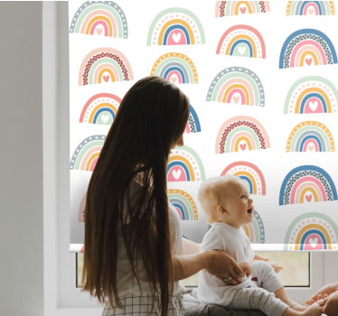 Rollo Fenster Kinderzimmer bunte herzregenbögen - TenStickers