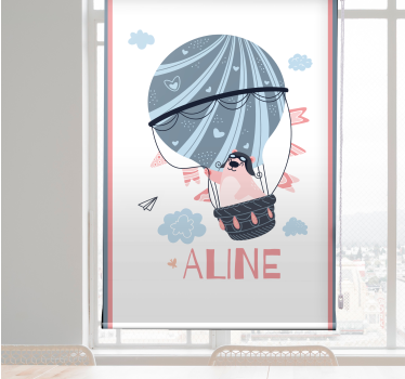 Rollo Fenster Kinderzimmer heißluftballon mit bär und namen - TenStickers