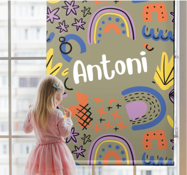 Rollo Fenster Kinderzimmer geometrische regenbögen mit namen - TenStickers