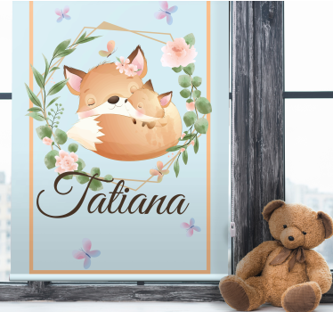 Rollo Fenster Kinderzimmer fuchsfamilie mit namen - TenStickers