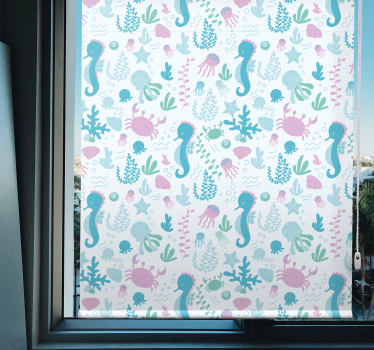Rollo Fenster Badezimmer seepferdchenmuster - TenStickers