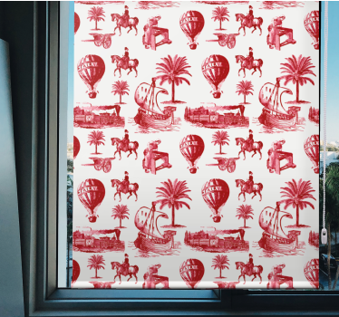 Rollo Fenster Vintagemuster rote rote palmenszenen - TenStickers