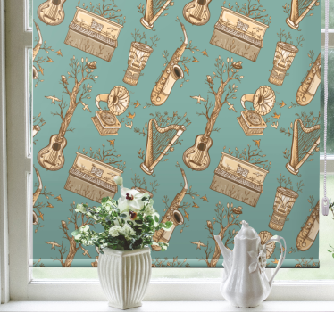 Rollo Fenster Jugendzimmer vintage-musikinstrumente - TenStickers