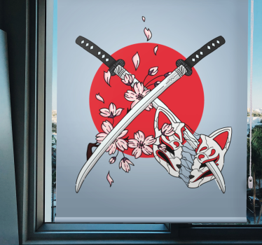 Rollo originell Japanische schwerter mit blumen - TenStickers
