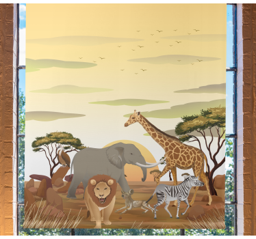Rollo Fenster Kinderzimmer Safari Tiere - TenStickers