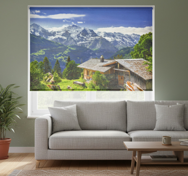 Rollo wohnzimmer grindelwald schneebedeckte berge und wiese - TenStickers
