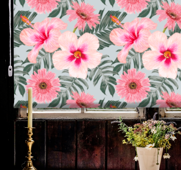 Rollo Wohnzimmer hibiskus und blumen - TenStickers