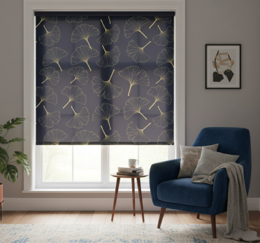 Rollo wohnzimmer mit 3d goldenen ginkgo-blättern - TenStickers