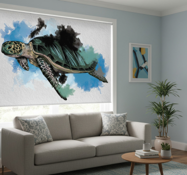 Rollo wohnzimmer mit aquarell schildkröte - TenStickers