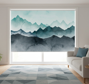 Rollo wohnzimmer mit blauen bergmotiven - TenStickers