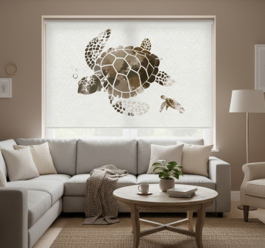 Rollo wohnzimmer mit braunem aquarellschildkröte - TenStickers