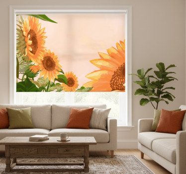 Rollo wohnzimmer mit gemalten sonnenblumen - TenStickers
