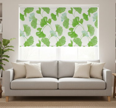 Rollo wohnzimmer mit grünen ginkgo-blättern - TenStickers