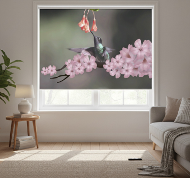 Rollo wohnzimmer mit kastanienbraunem vogel auf baum - TenStickers