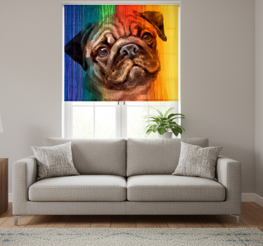 Rollo wohnzimmer mit regenbogen mops - TenStickers