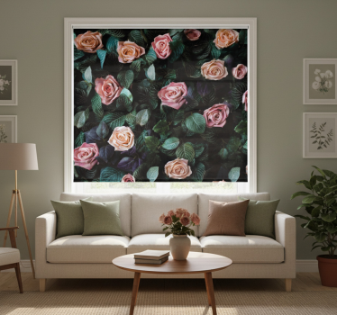Rollo wohnzimmer mit roten rosenblumen - TenStickers