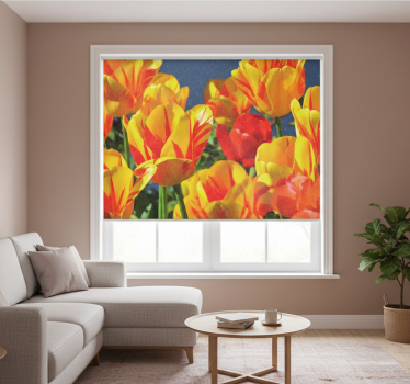 Rollo wohnzimmer mit roten und gelben tulpen - TenStickers
