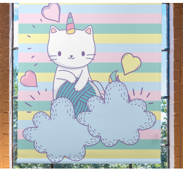 Rollo Kind Einhornkatze auf wolken - TenStickers