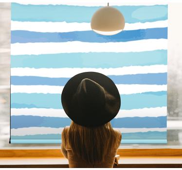 Rollo Wohnzimmer Aquarellblaue Streifen - TenStickers