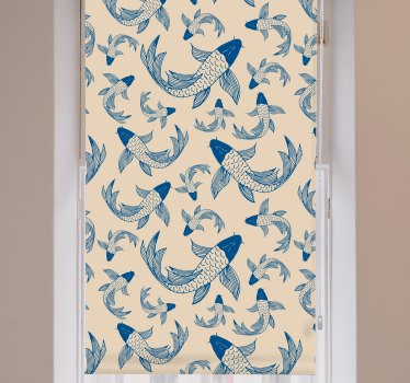 Rollo Wohnzimmer Beige und blauer koi-fisch - TenStickers