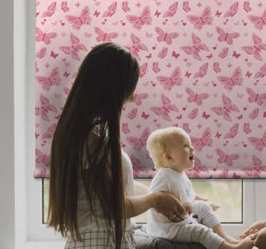 Rollo Fenster Kinderzimmer rosa Schmetterlinge - TenStickers