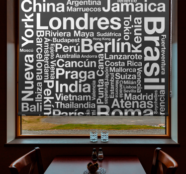Städte Text Rollo schwarzer Hintergrund - TenStickers