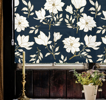Wohzimmer Rollo Fenster mit weiße Blumen - TenStickers