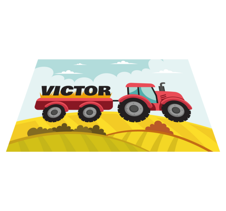 Tischset mit Namen Bunter traktor und name - TenStickers