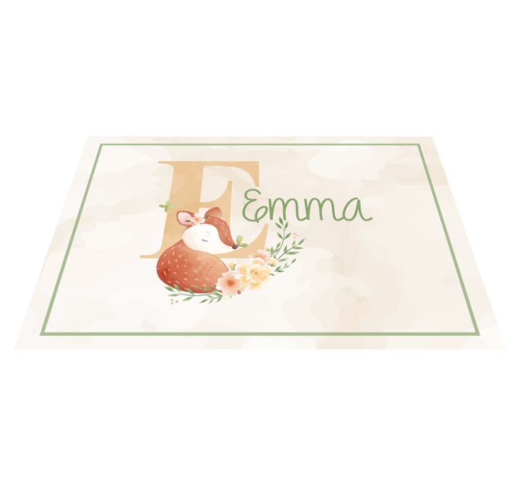 Tischset Kinder Süße tiere rehe mit Namen - TenStickers