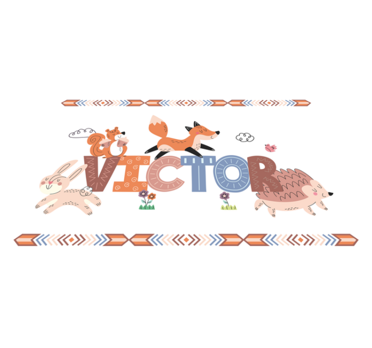 Tischset mit Namen Waldkindertiere mit anpassbarem Namen - TenStickers