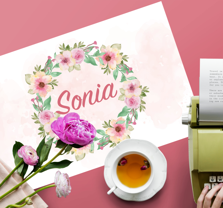 Personalisiertes Platzset mit Aquarellbumen - TenStickers